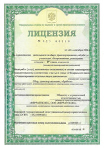 Образец документа: лицензия на обращение с опасными отходами